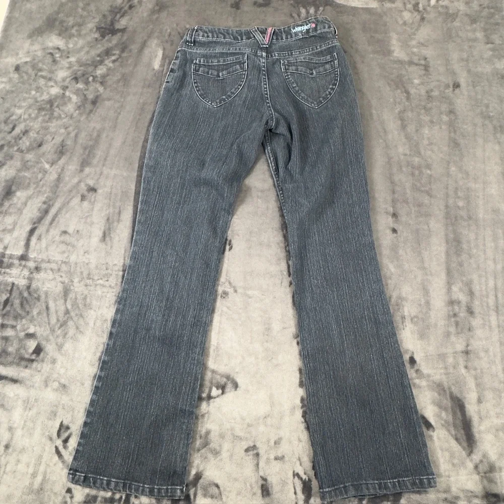 Wrangler Bootcut Jeans Girls Size 16R Dark Blue Pink Contrast Stitching 2707